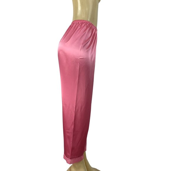 Morgan Taylor Luxurious Pink Satin Floral Embroidered Pajama Set Sz L - New - Picture 5 of 16